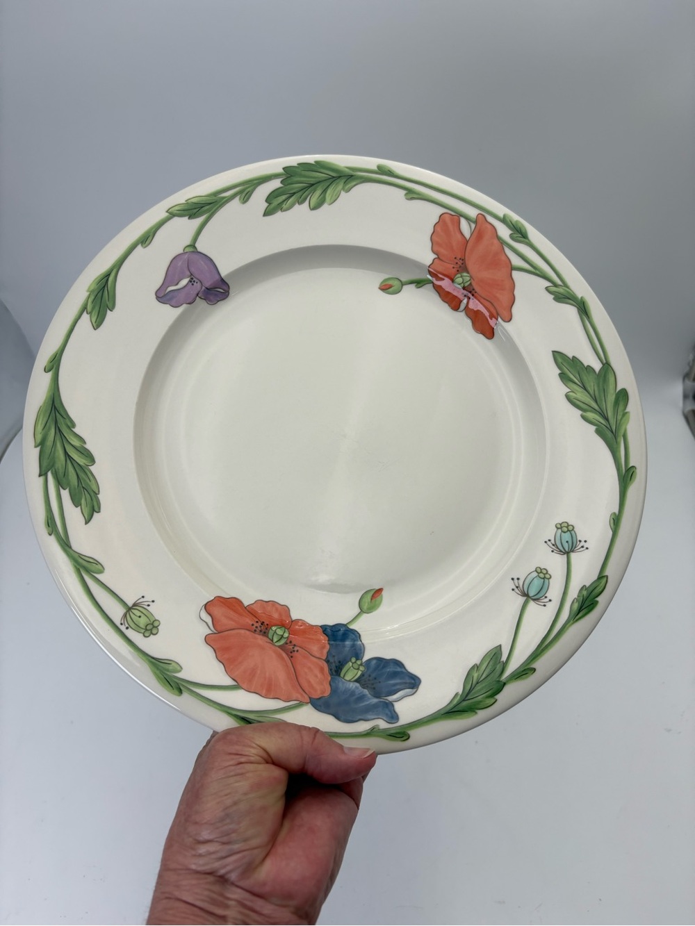 Villeroy & Boch Cream Plate with Orange, Blue & Purple Floral Border